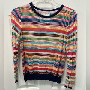 Sparrow from Anthropologie, multi color stripe sweater, lightweight weave medium